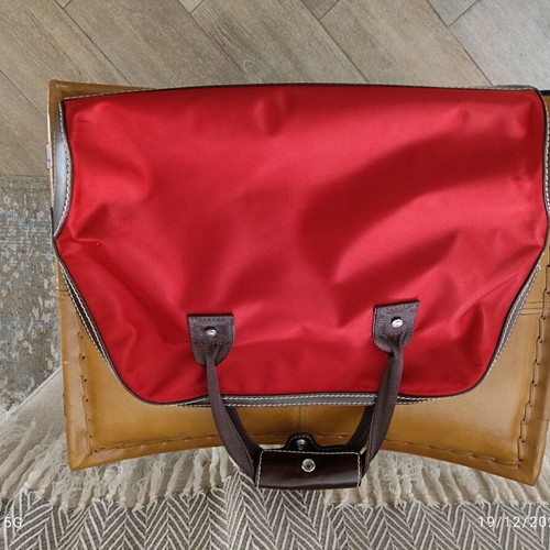 Lancel red crossbody bag like new with leather trims