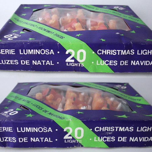 Christmas lights vintage set of 20 with teddy bears and Santa boots
