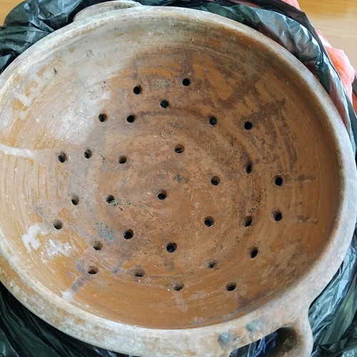 Αντίκα πήλινο σουρωτήρι και όγκριμπκα σετ, 19ος αιώνας