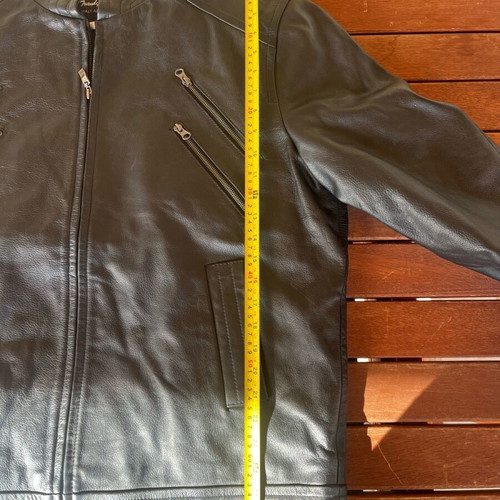 Leather jacket black men's Small new