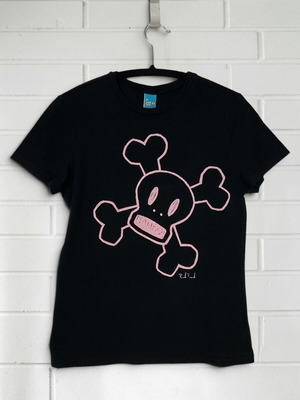 Paul Frank Skater Skull T-shirt σαν καινούργιο, μέγεθος L, μαύρο με ροζ