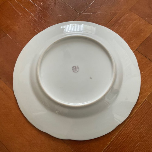 Czechoslovakia pasta plate and bowl set with gold trim