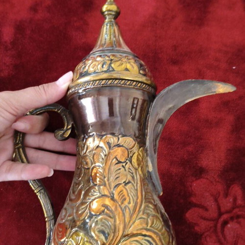 Vintage Arabic Copper and Brass Dallah Coffee Pot