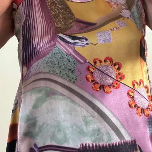 Custo Barcelona 100% silk blouse like new, pink and yellow, size S