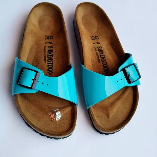 Birkenstock Madrid single strap sandals patent vibrant blue size 42 new