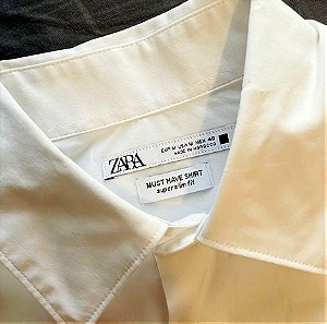 Λευκό πουκάμισο Zara Super Slim Fit M
