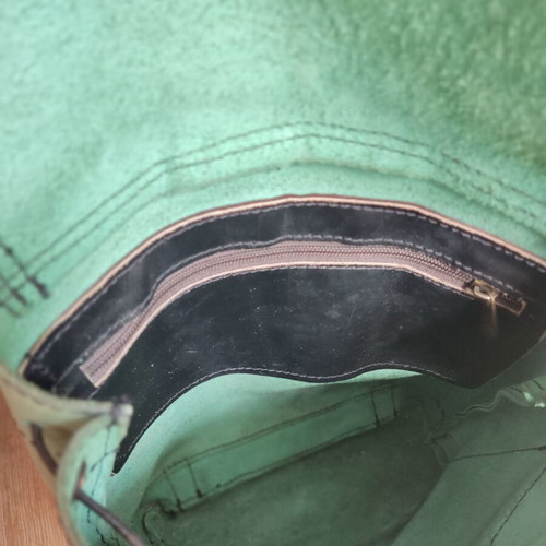 Vintage backpack green genuine leather used