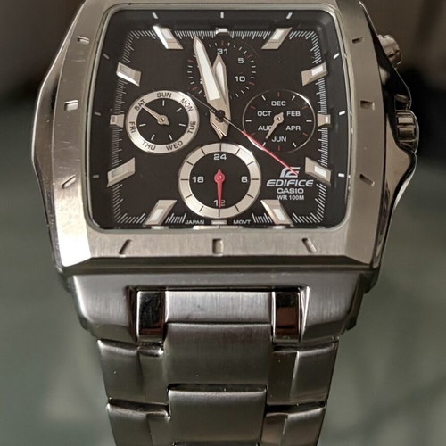 Casio Edifice EF-329D-1AVEF watch like new, stainless steel, black dial
