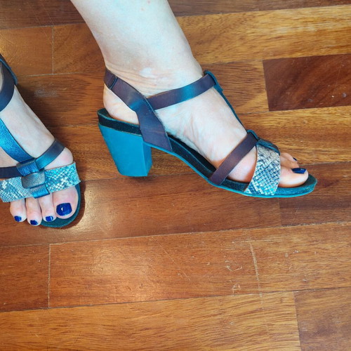 Take Me leather sandals used, blue and brown, size 37