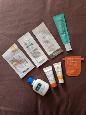 Face care samples new with Cetaphil cleanser