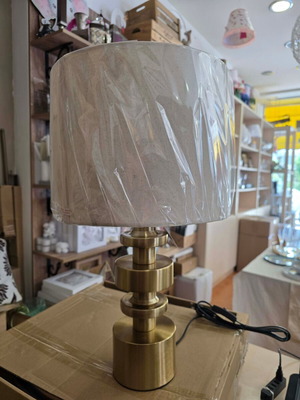 Metal table lamp gold with beige shade new