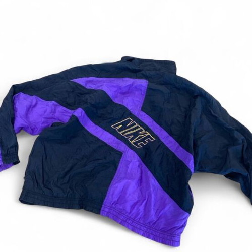 Nike vintage black and purple windbreaker jacket with diagonal stripe
