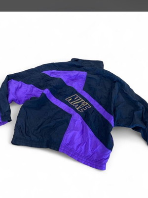 Nike vintage black and purple windbreaker jacket with diagonal stripe