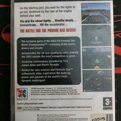 Formula One 2003 PlayStation2 used, cd in good condition