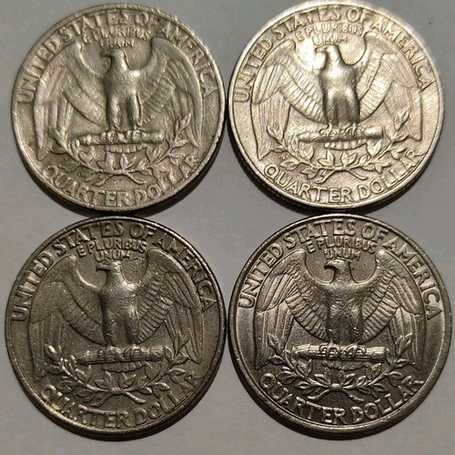 Us quarter dollar coins used, lot of 4 pieces 1965-1993