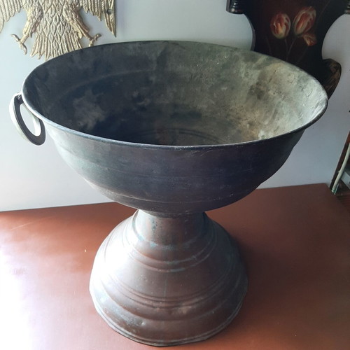 Prewar copper mangali with brass handles used