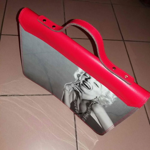Mairylin leather women's bag like new, gray and red 40×30 cm