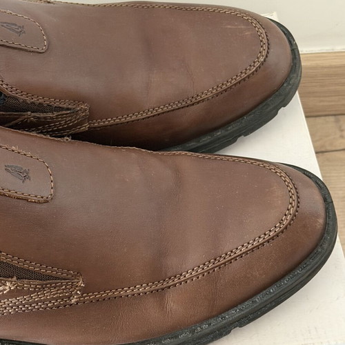 Hush Puppies men's brown leather slip-on dress shoes, size 45