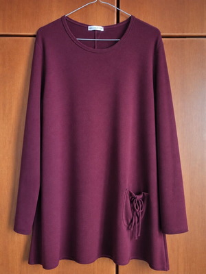 Long sleeve blouse, one size, burgundy