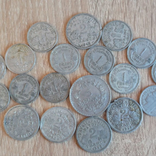 France coins used 1942-1949, pack of 19 pieces