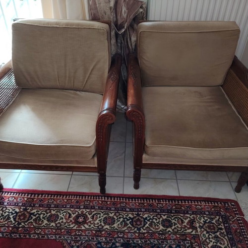 Vintage sofa with 2 armchairs used, good condition