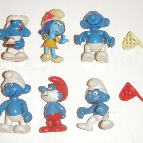 Smurfs figures pack of 6 with 2 nets