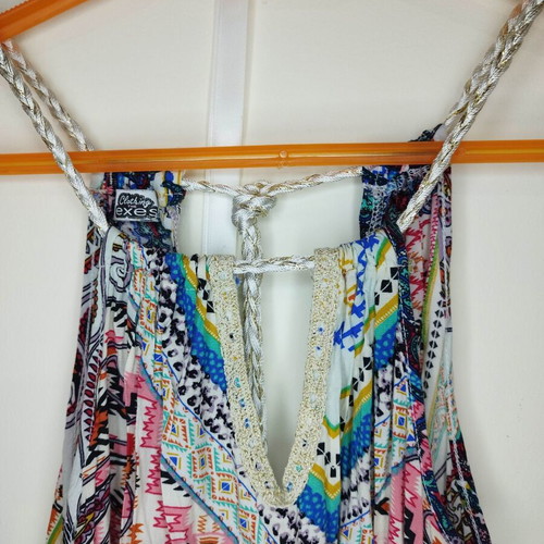 Exes maxi dress used, colorful boho tribal print, size S