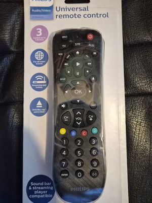 Philips Universal Remote Control for 3 Devices, New Sealed