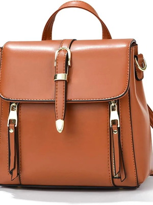 Nicole & Doris Mini Backpack Brown with Gold Details
