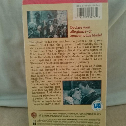 The Master of Ballantre videocassette like new, classic adventure