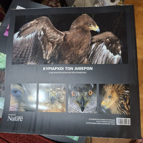Kyriarhoi ton Aitheron book with raptor photography
