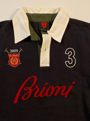 Polo St. Moritz long-sleeve used, dark blue with beige collar