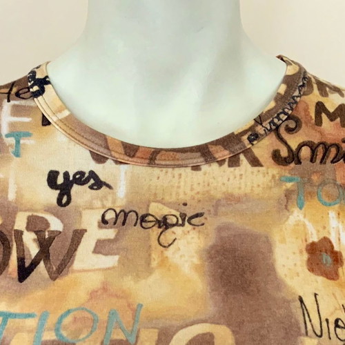 Denny Rose long-sleeve top like new with graffiti patterns, size XS/S