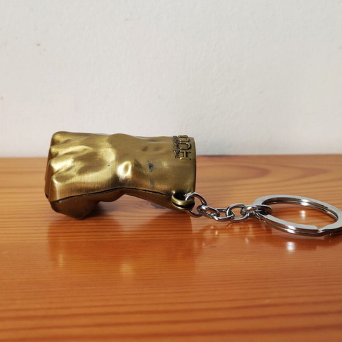 The Incredible Hulk Fist bronze and gold metal keychain Marvel collectible