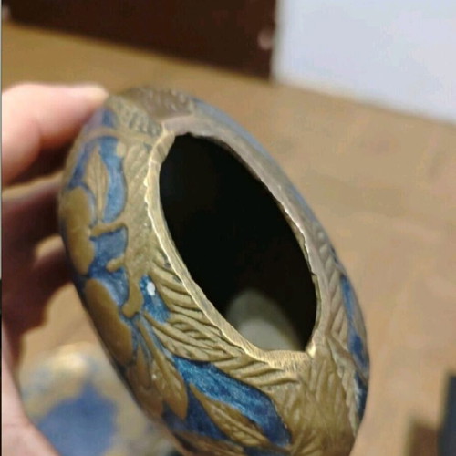 Brass decorative set like new, 4 pieces, solid brass