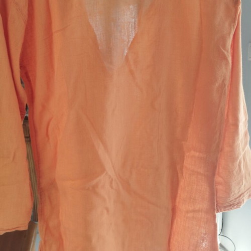 Cotton tunic kaftan L/XL coral with embroidery new