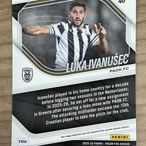 2025-26 Panini Prizm FIFA Soccer Luka Ivanusec card like new