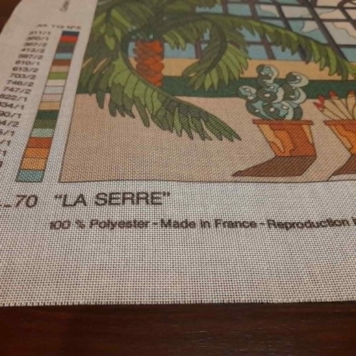 DMC Actuelle stamped canvas for embroidery La Serre, new