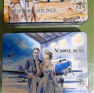 2 Μεταλλικά κουτια με θεμα:Αεροπλανα ελικοφορα&γυναίκες πιλότοι...10e&τα 2 κουτακια