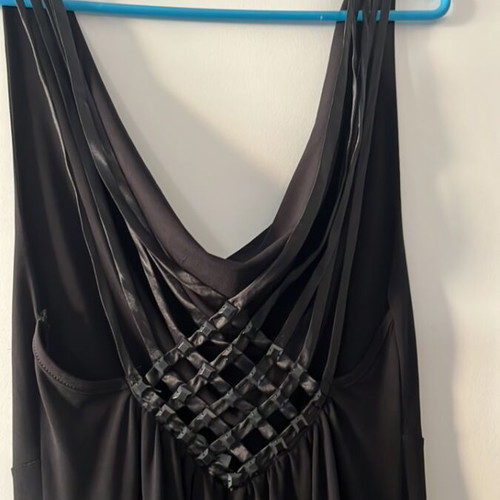 Black dress size S like new with draped neckline and back design