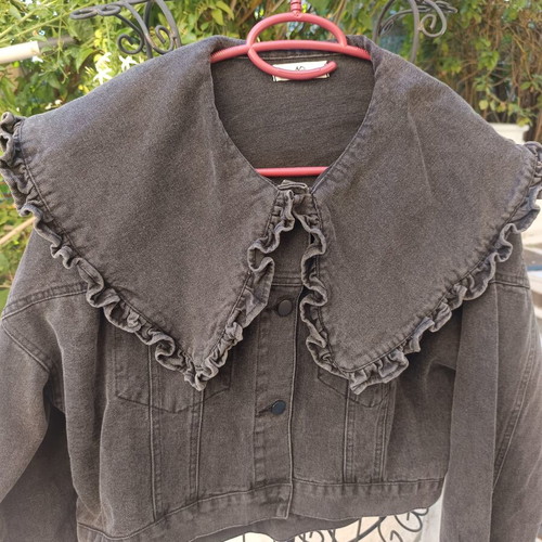 Mochy denim jacket gray black one size oversized new
