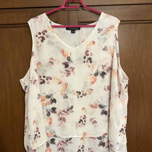 Zac & Rachel Woman sleeveless floral blouse 2XL like new, beige