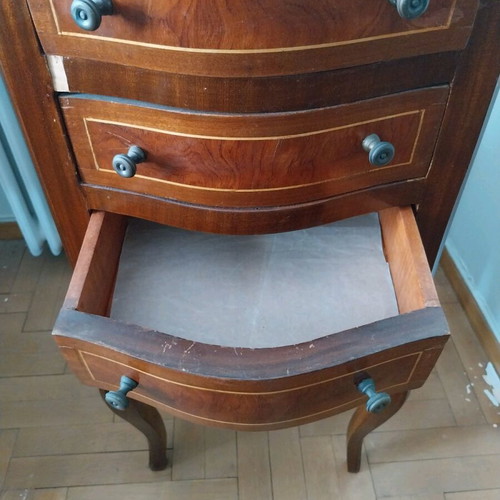 Vintage chest of drawers used with wear on one drawer