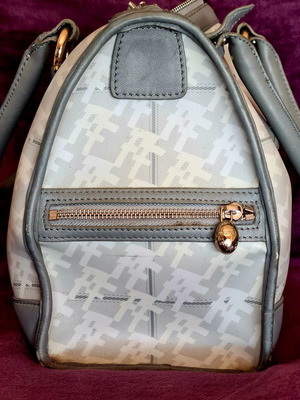 Folli Follie handbag used, genuine leather, grey