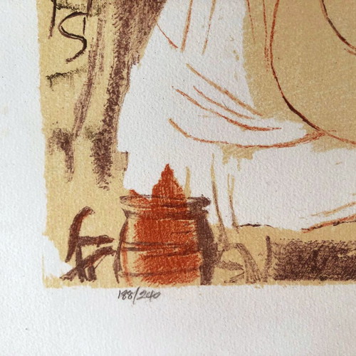 Silk screen printing by Giorgos Varlamos like new, numbered and signed 52x72cm