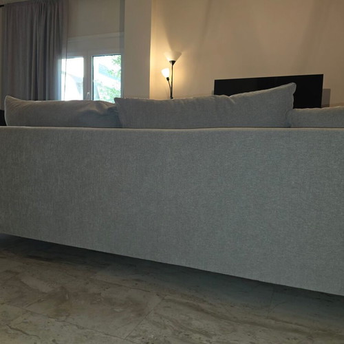Norman Entos corner sofa 2.55x1.65 m, light grey fabric