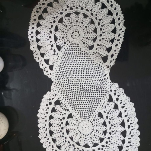 Vintage white handmade crochet table runner new