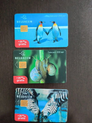 Belgium phone cards used, pack of 3