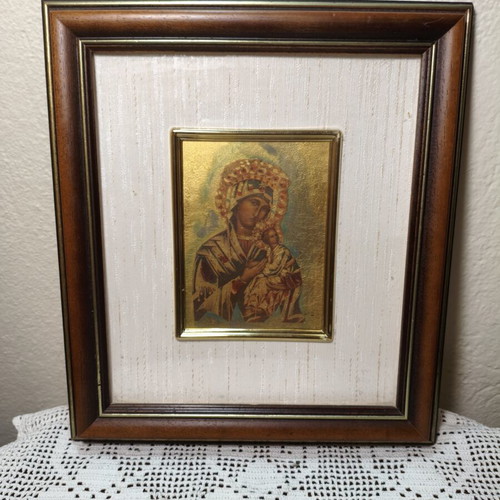Christian Icon Panagia Vrefokratousa Gold Leaf handmade Italy like new