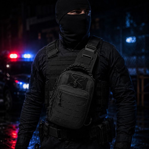 Tactical Crossbody Shoulder Bag XL with Multiple Compartments Black